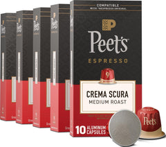 Peet's Crema Scura frente del paquete mostrando el diseño y cantidad