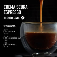 Peet's espresso servido en taza con espuma cremosa y cuerpo