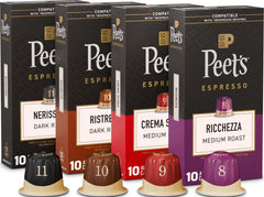 Peet's empaque frontal cuatro cajas variedad para probar distintos intensidades