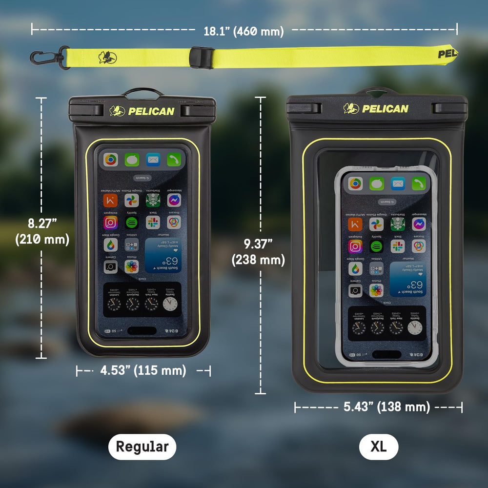 Pelican funda XL en mano para comparar tamaño y compatibilidad