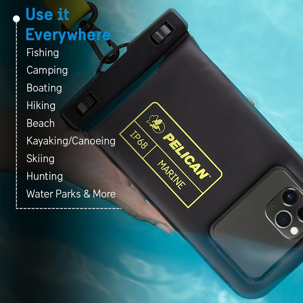 Pelican comparación de tamaño con smartphone muestra compatibilidad