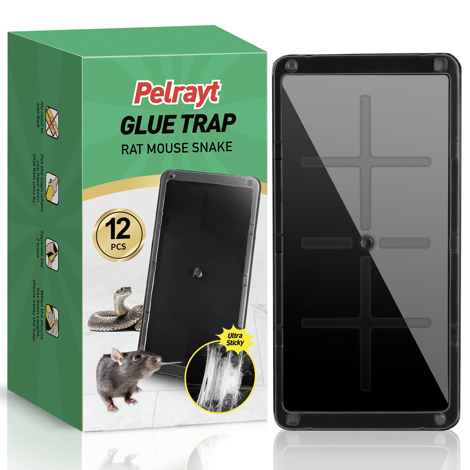 Pelrayt empaque frontal mostrando 12 trampas y beneficio de almacenamiento seguro