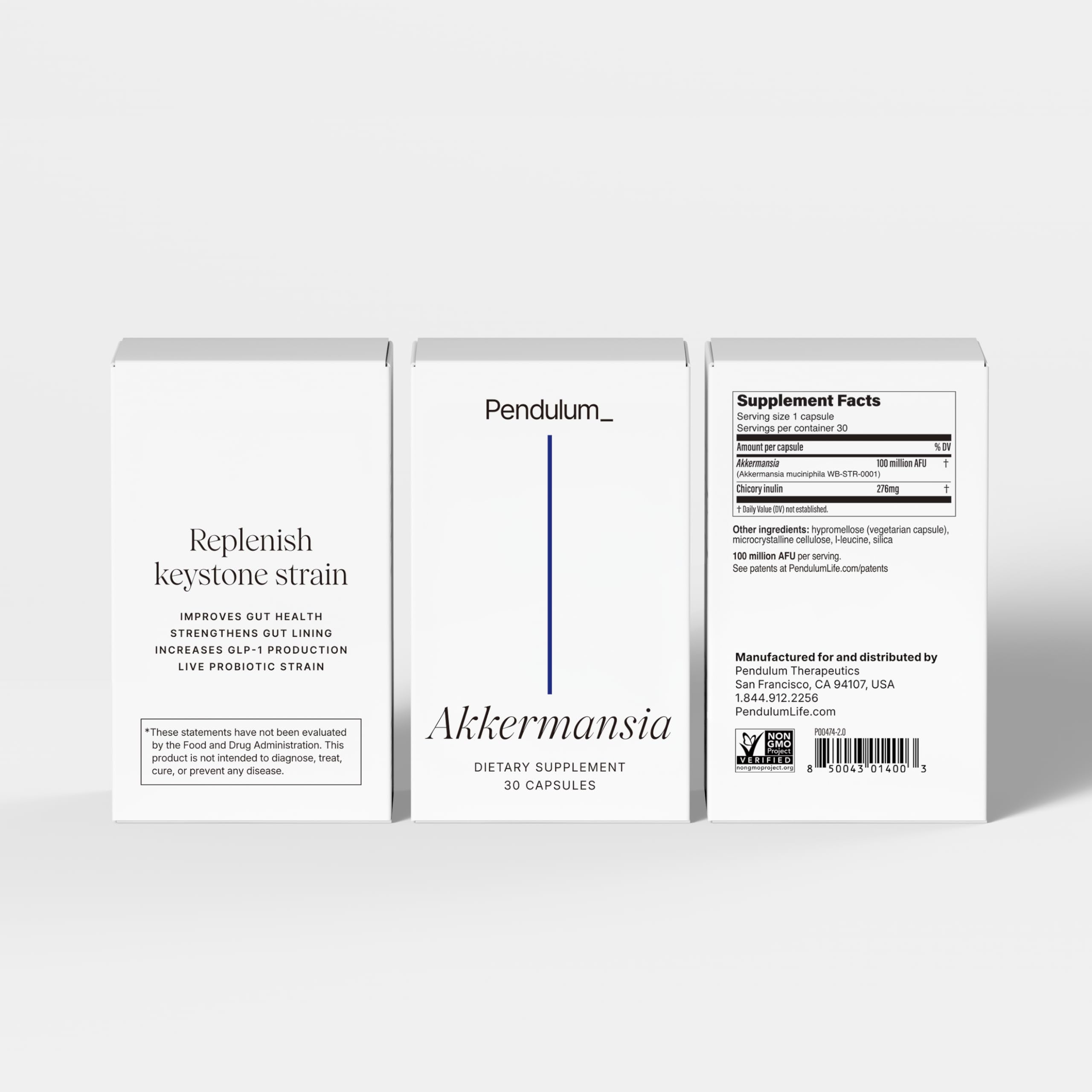 Pendulum frasco junto a mano para comparar tamaño y dosis diaria