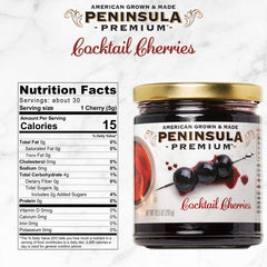 Peninsula Premium cereza sobre copa de cóctel realzando sabor