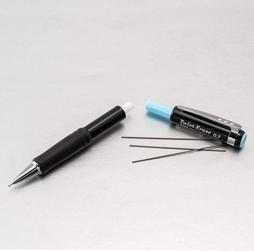 Pentel agarre ergonómico con textura que reduce la fatiga en escritura prolongada