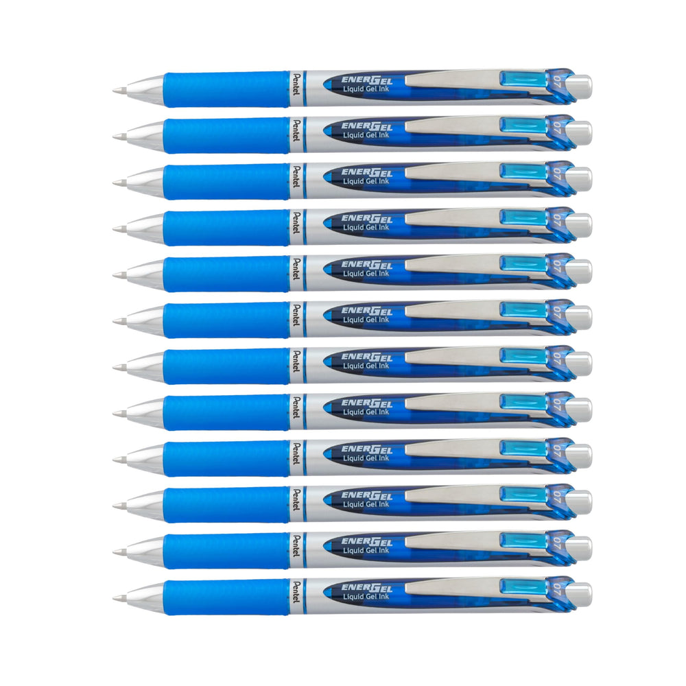 Pentel EnerGel RTX frontal mostrando diseño negro y plateado, aspecto profesional