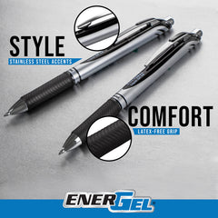 Pentel EnerGel RTX latex-free grip detail offering comfortable control