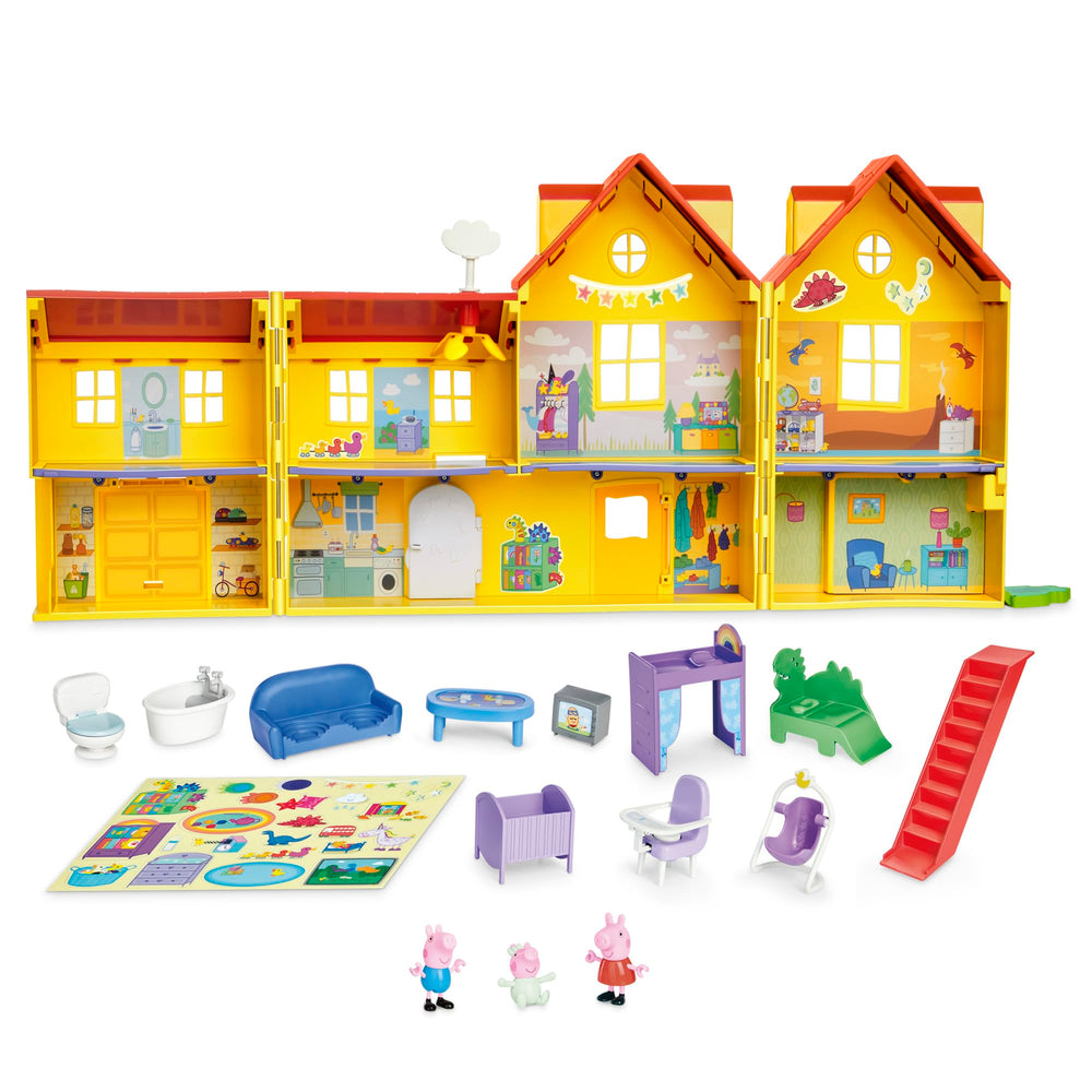 Peppa Pig casa frontal abierta mostrando habitaciones y juego