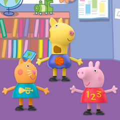 Peppa Pig figuras colocadas en escena de aula fomentando juego creativo