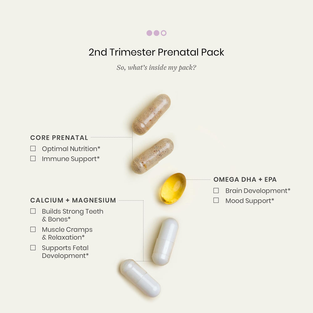 Perelel core prenatal cápsulas en primer plano, mezcla de nutrientes
