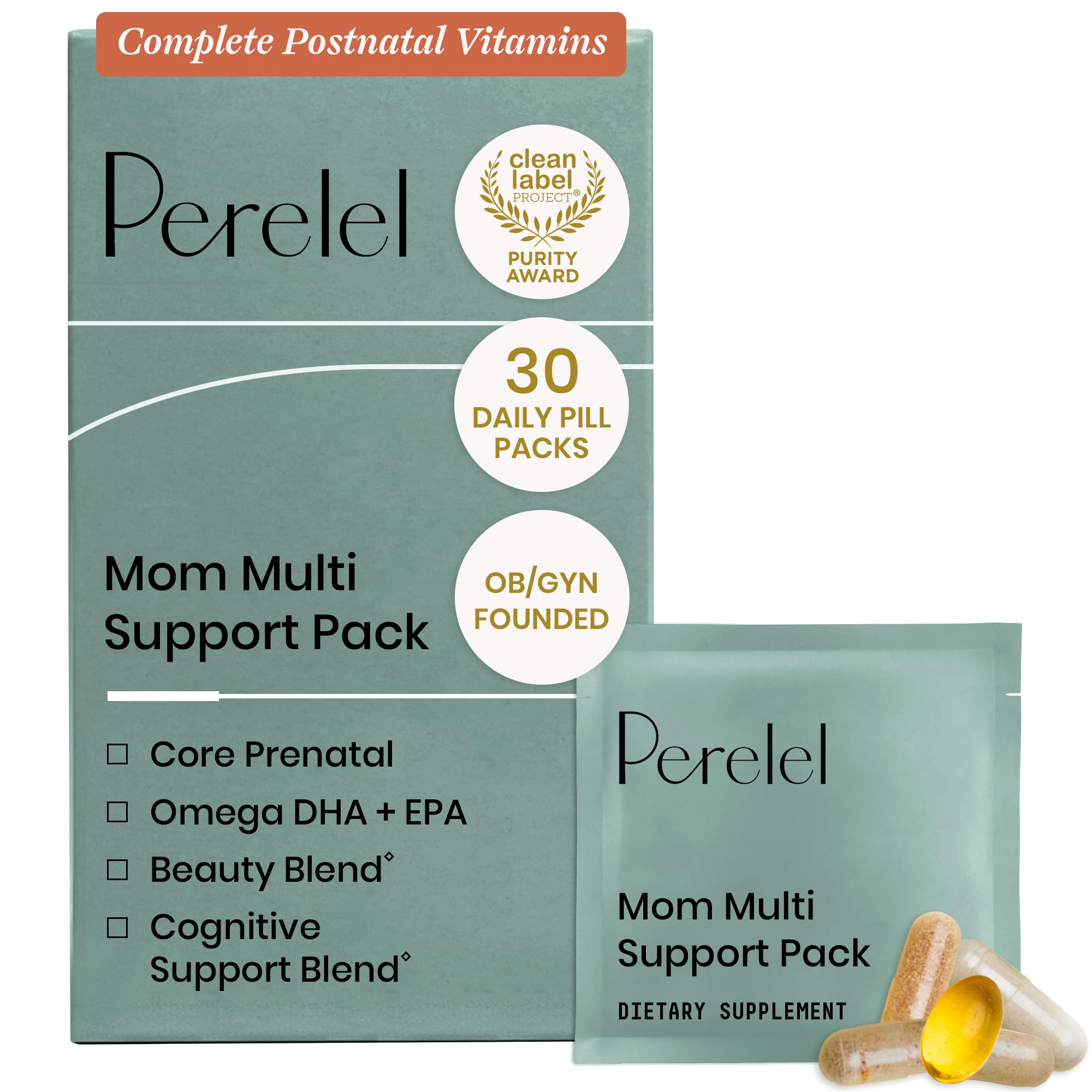 Perelel pack frontal postnatal mostrando presentación y practicidad