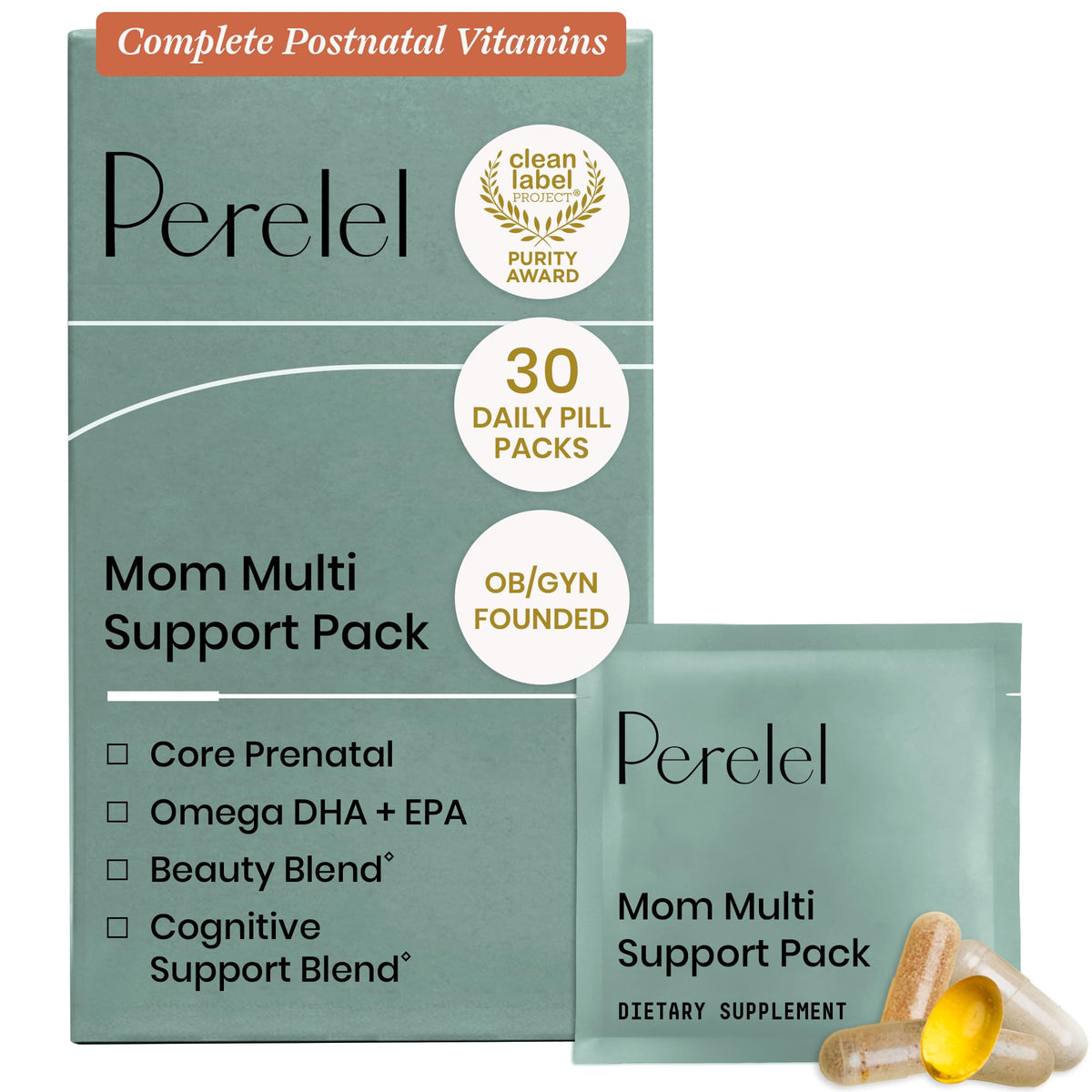 Perelel pack frontal postnatal mostrando presentación y practicidad