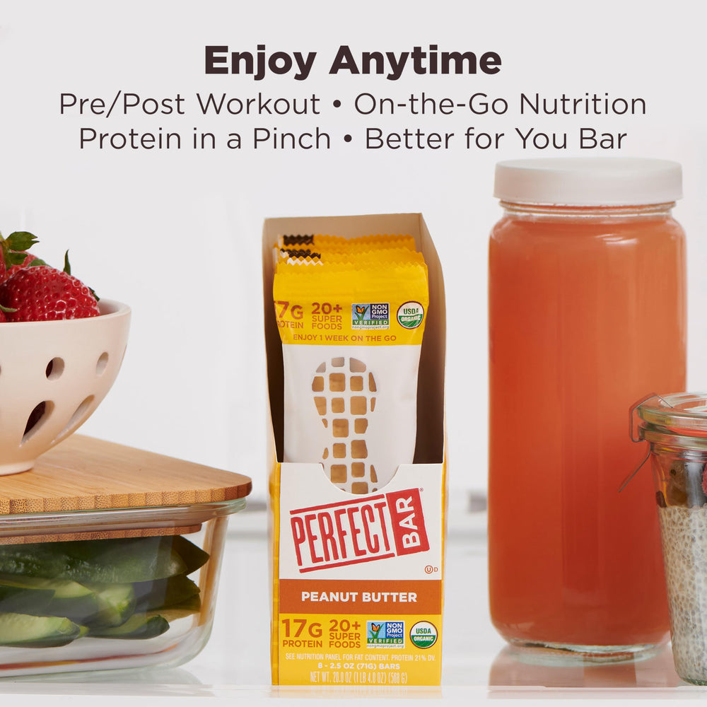 Perfect Bar etiqueta con lista de ingredientes limpios y superalimentos