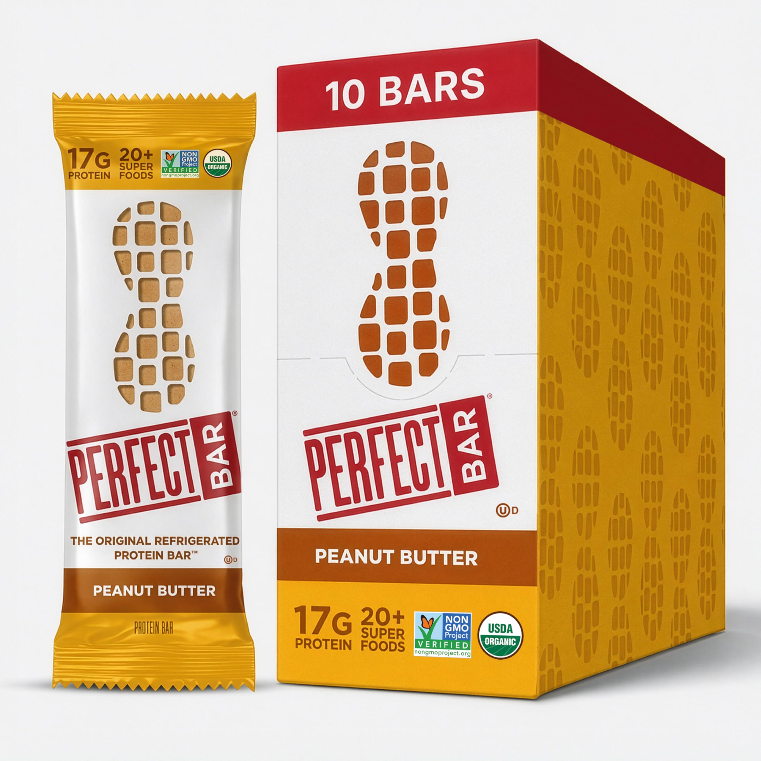 Perfect Bar empaque frontal mostrando sabor peanut butter y conveniencia