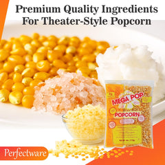 Perfectware packet being emptied into popcorn machine for fast clean prep benefit