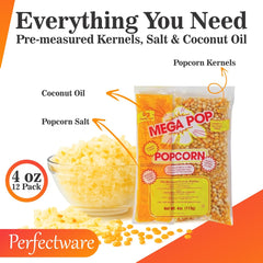 Perfectware open packet with kernels oil and salt visible for quick prep benefit