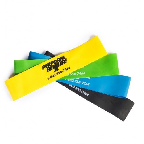 Perform Better mini bands vista frontal con colores y resistencia clara