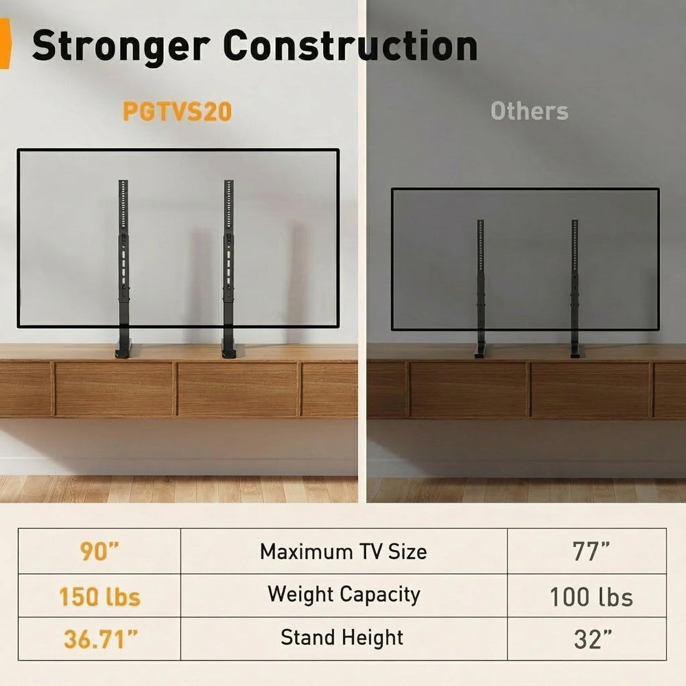Perlegear comparación de tamaño con televisor grande ilustrando compatibilidad