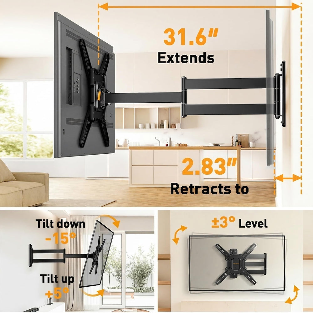 Perlegear televisor montado en uso en salón para mejor ángulo de visionado
