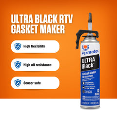 Permatex Ultra Black aplicación en tapa de válvulas demostrando sellado seguro