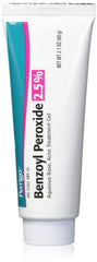 Perrigo gel 2,5% peróxido de benzoilo tubo frente con etiquetado claro y práctico