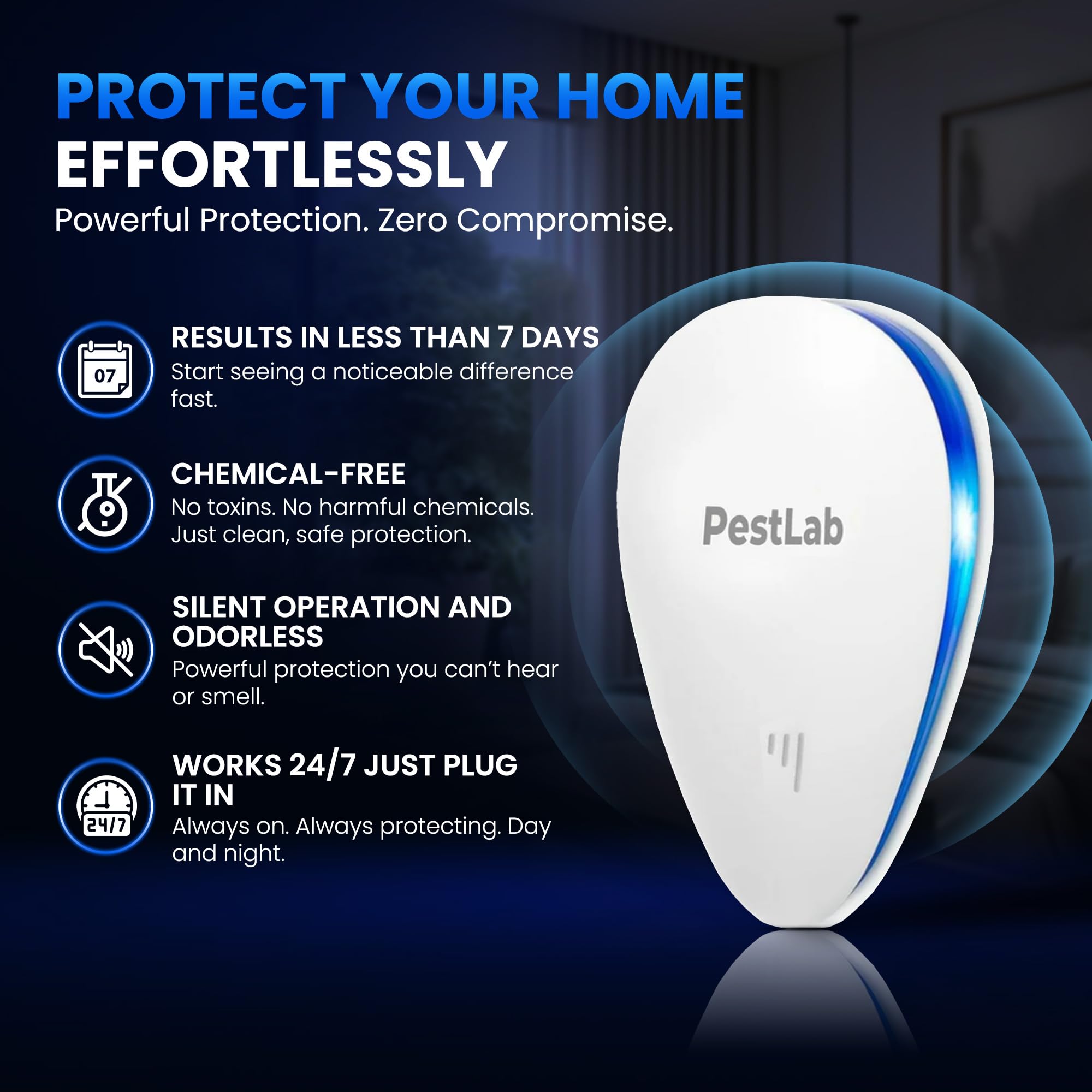 Pestlab LED indicador confirmando funcionamiento discreto y fiable