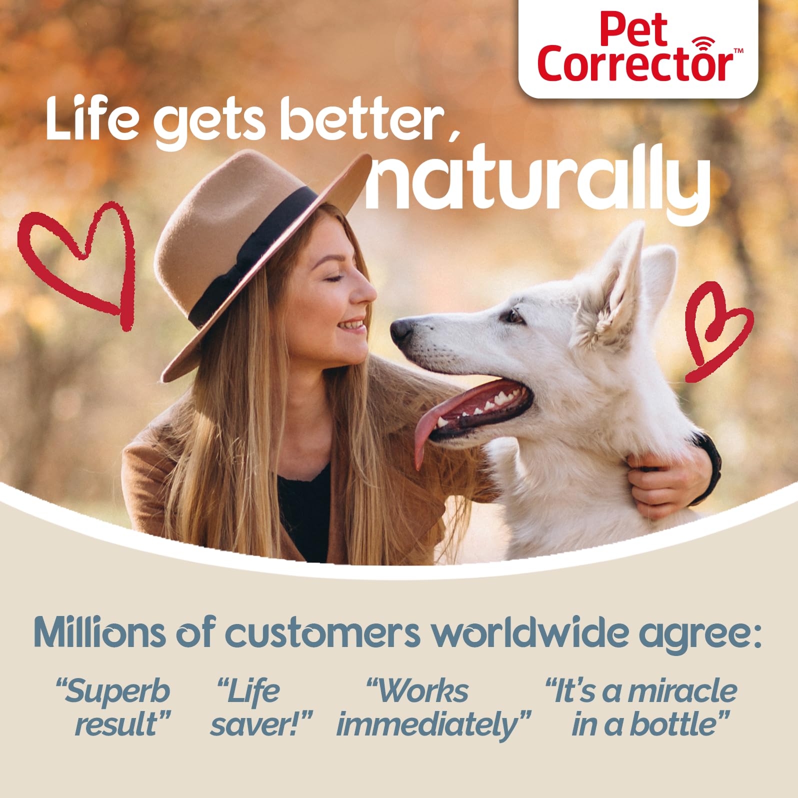 Pet Corrector etiqueta con instrucciones claras para uso responsable