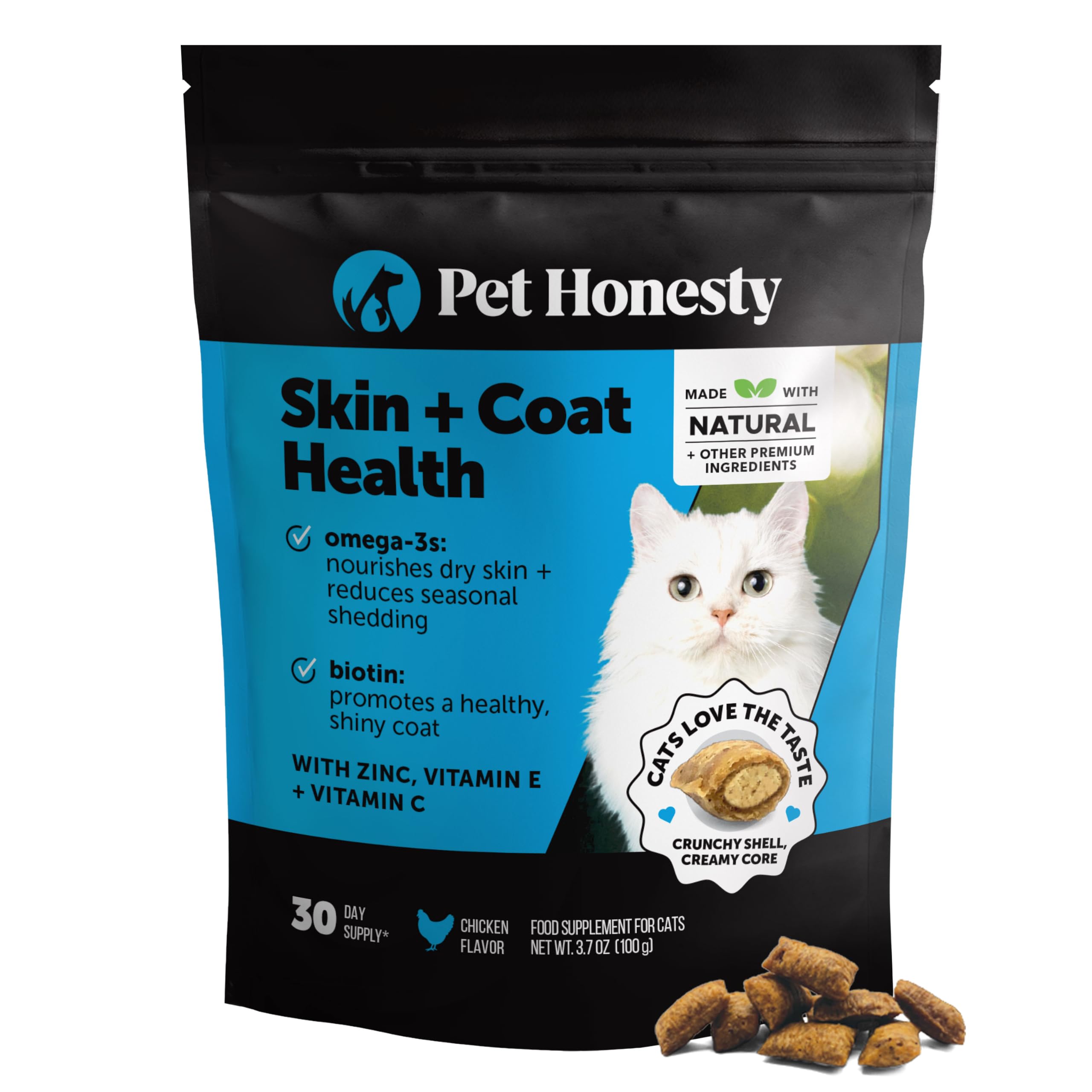 Pet Honesty empaque frontal mostrando 30 días y beneficios visibles