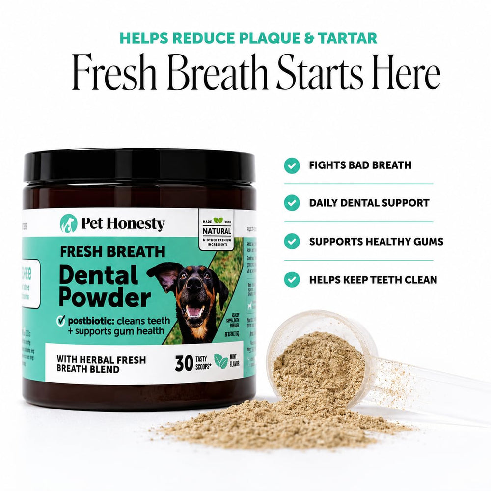 Pet Honesty etiqueta con ingredientes clave como kelp y HMP para confianza