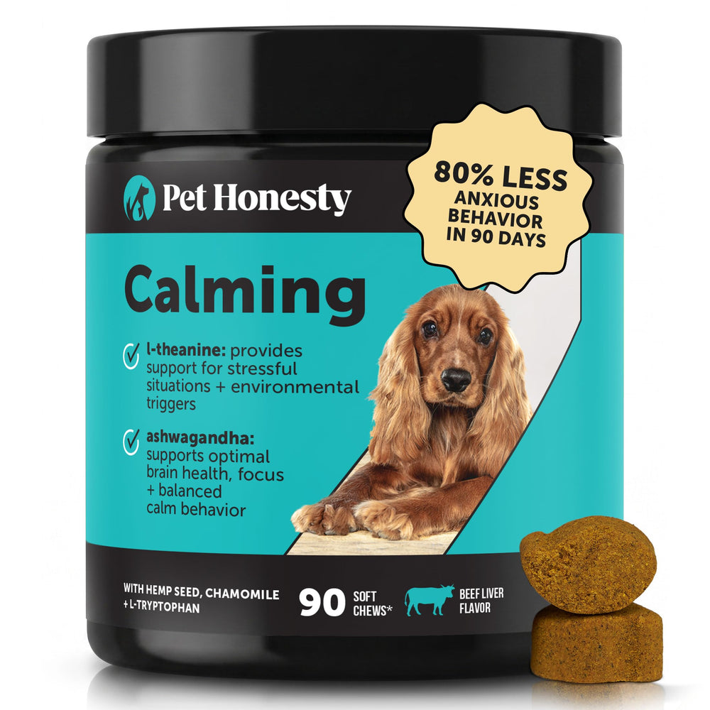 Pet Honesty frente del envase mostrando 90 unidades y beneficio de calma diaria
