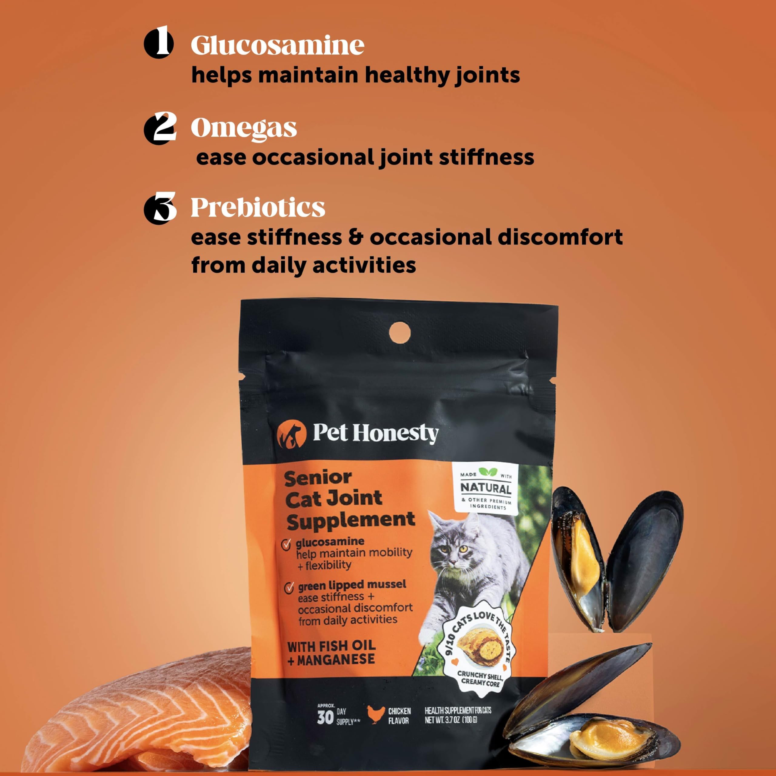 Pet Honesty ingredientes clave: glucosamina, condroitina y omega‑3