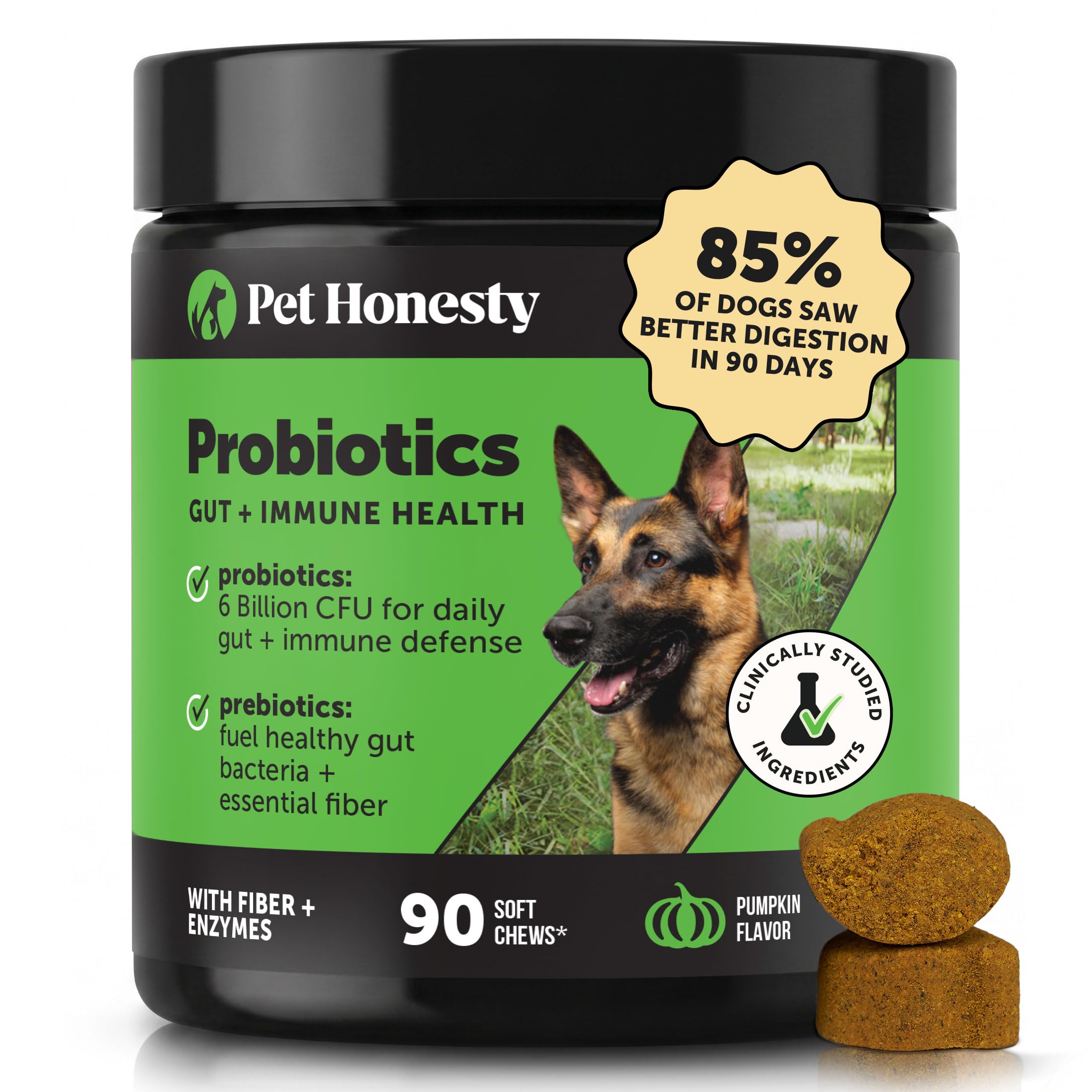 Pet Honesty envase frontal de masticables para digestión, facilita administración diaria