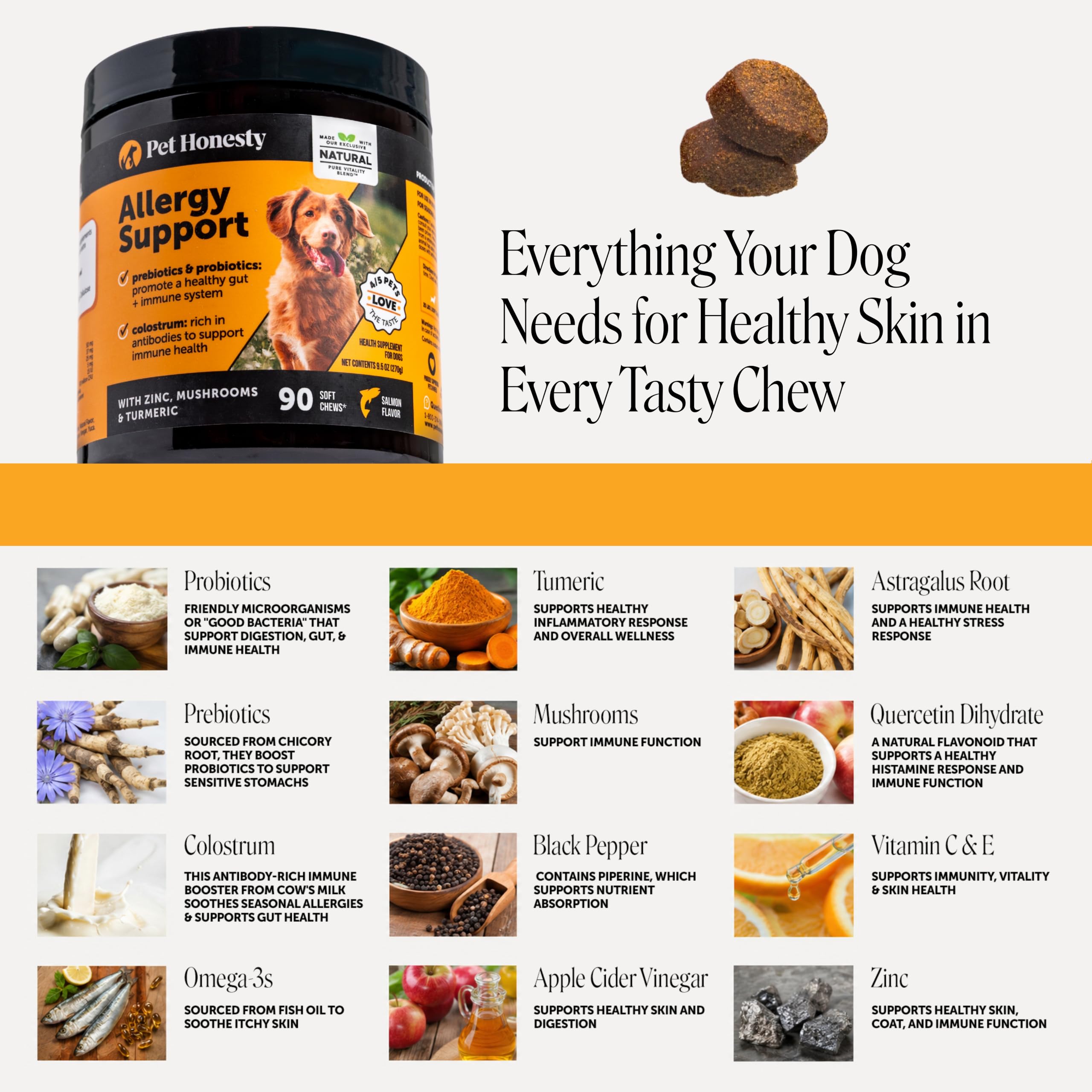 Pet Honesty perro comiendo la masticable, favorece aceptación y cumplimiento diario