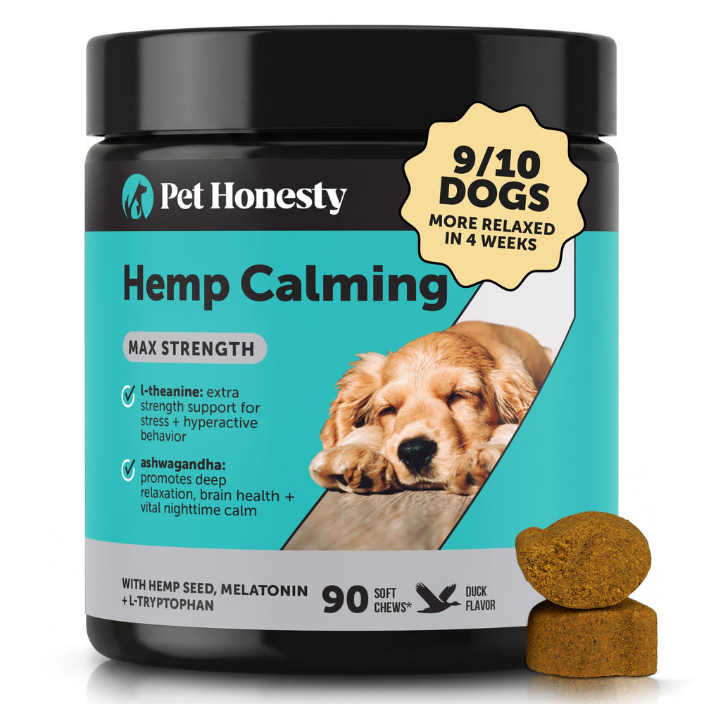 Pet Honesty tarro delantero mostrando presentación y beneficio calma rápida