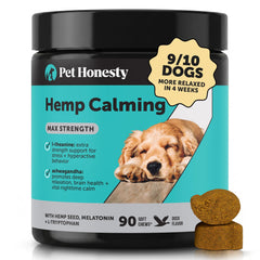 Pet Honesty tarro delantero mostrando presentación y beneficio calma rápida