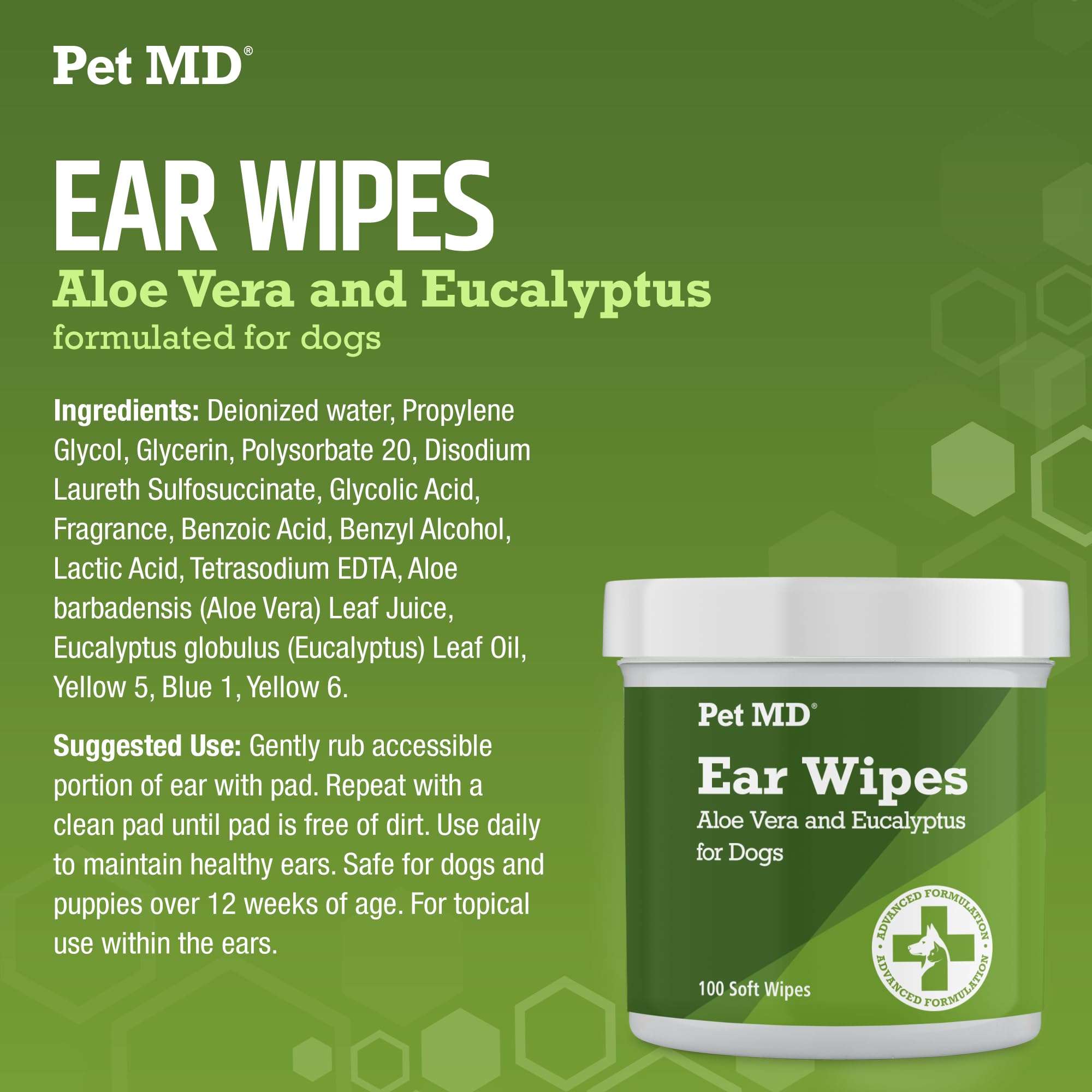 Pet MD etiqueta con instrucciones y lista de ingredientes para uso seguro y claro