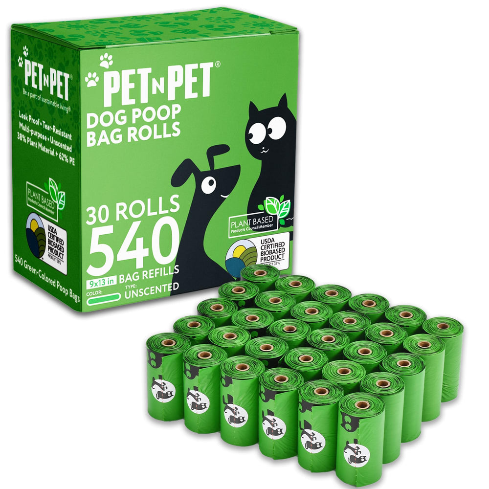 PET N PET frente del paquete mostrando 540 bolsas y diseño verde, práctico