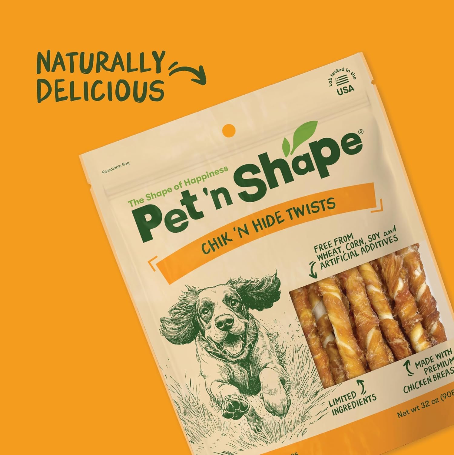 Pet 'n Shape mano sosteniendo twist para ver tamaño y control de porción