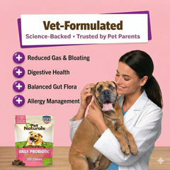 Pet Naturals masticable en mano para comparar tamaño, dosificación fácil por peso