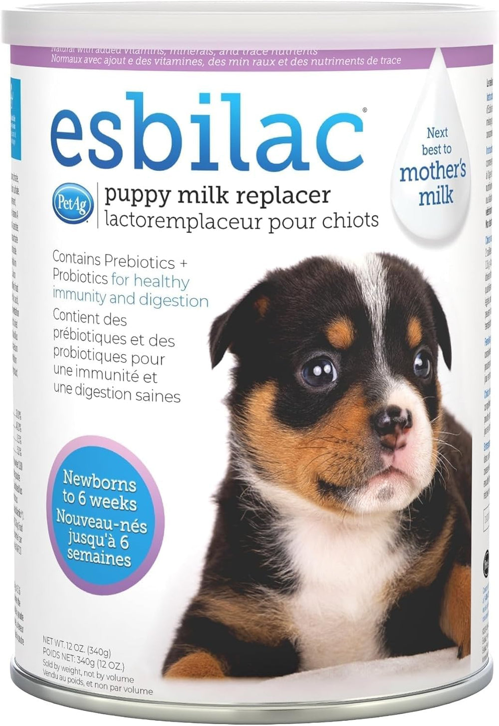 PetAg Esbilac biberón alimentando cachorro mejora la nutrición