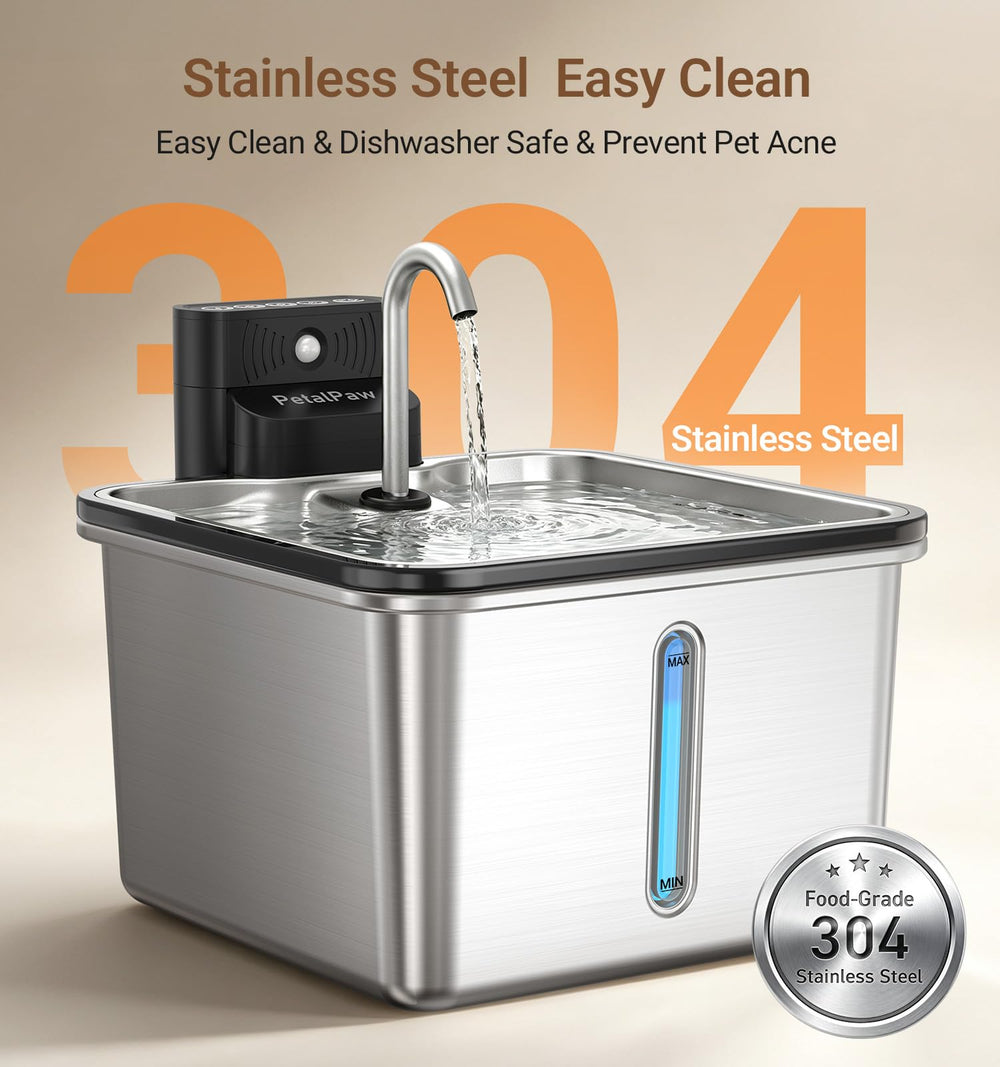 PETALPAW stainless parts on dishwasher rack for easy sanitary cleaning