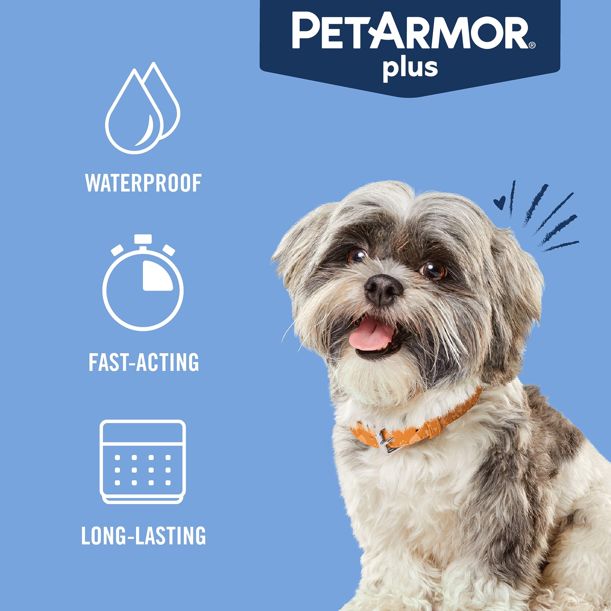 Comparación de tamaño PetArmor Plus junto a cinta métrica para escala