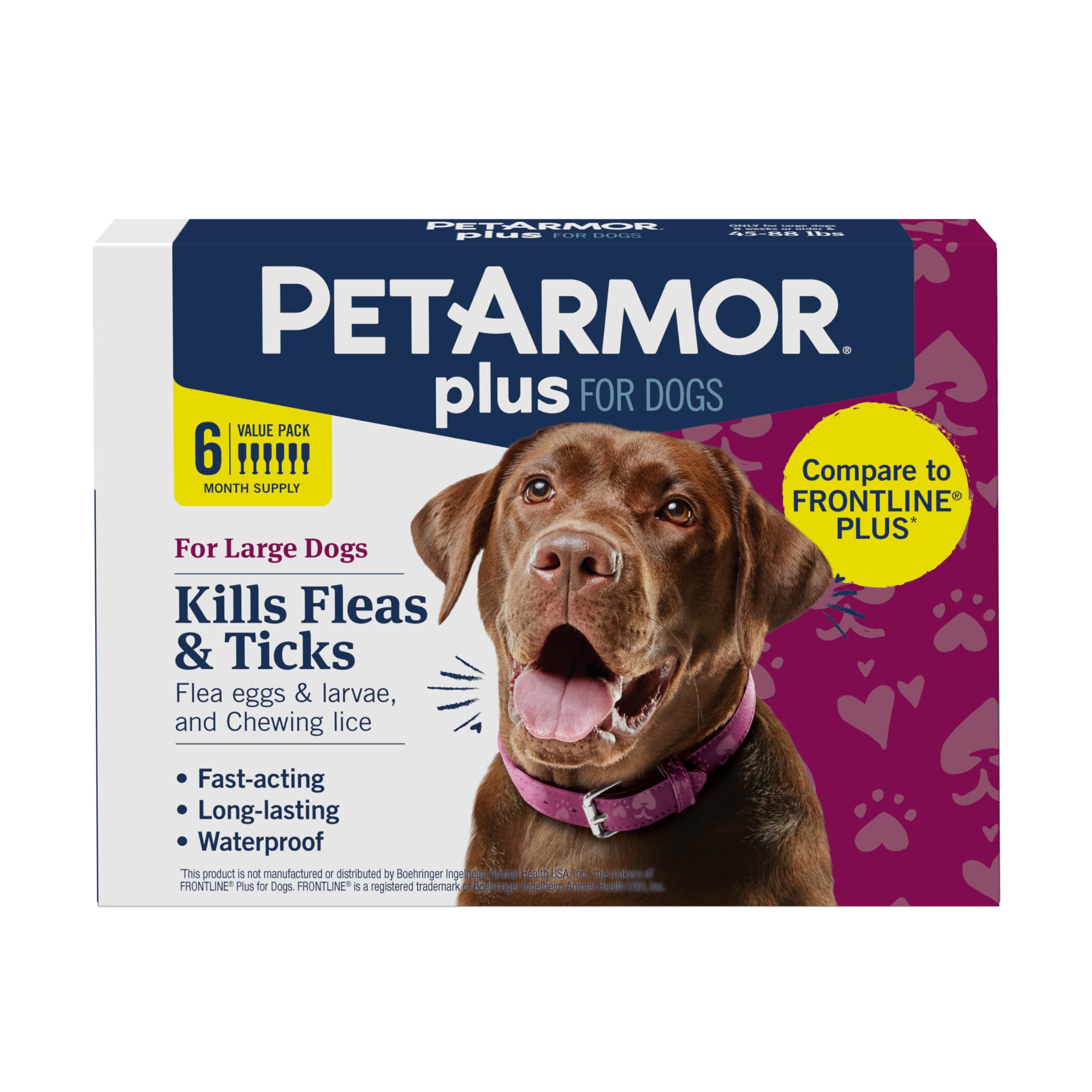 PetArmor plus frente del empaque mostrando protección mensual