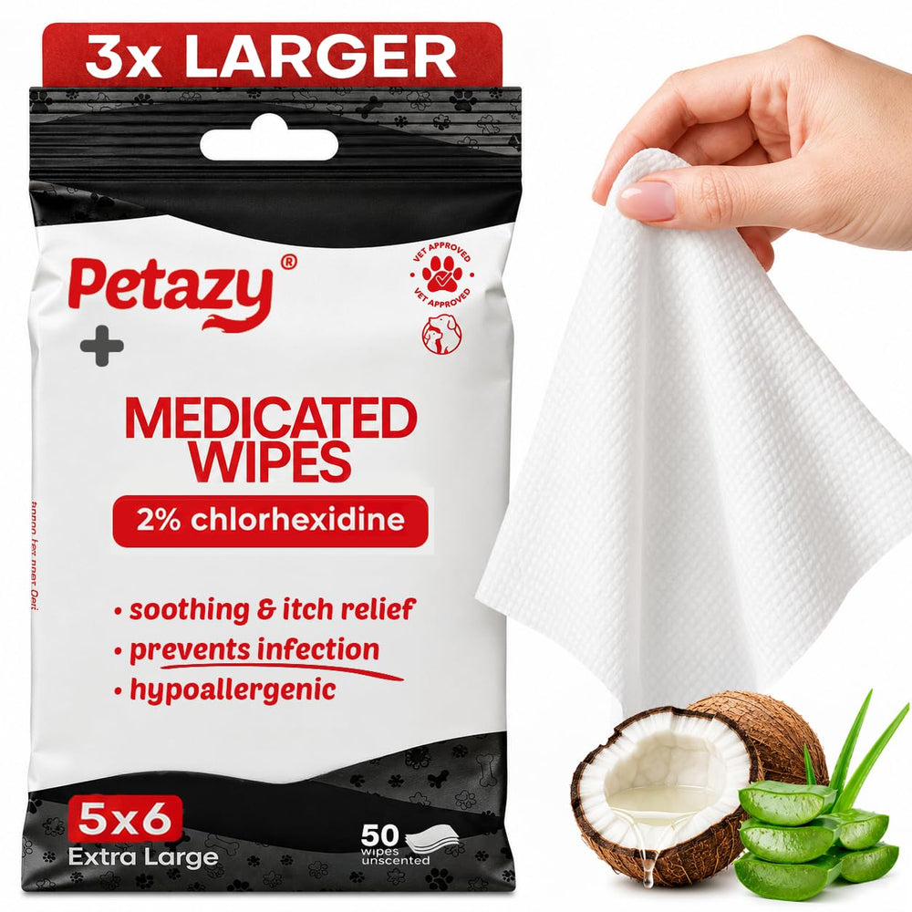 Petazy paquete frontal mostrando 50 toallitas para higiene rápida