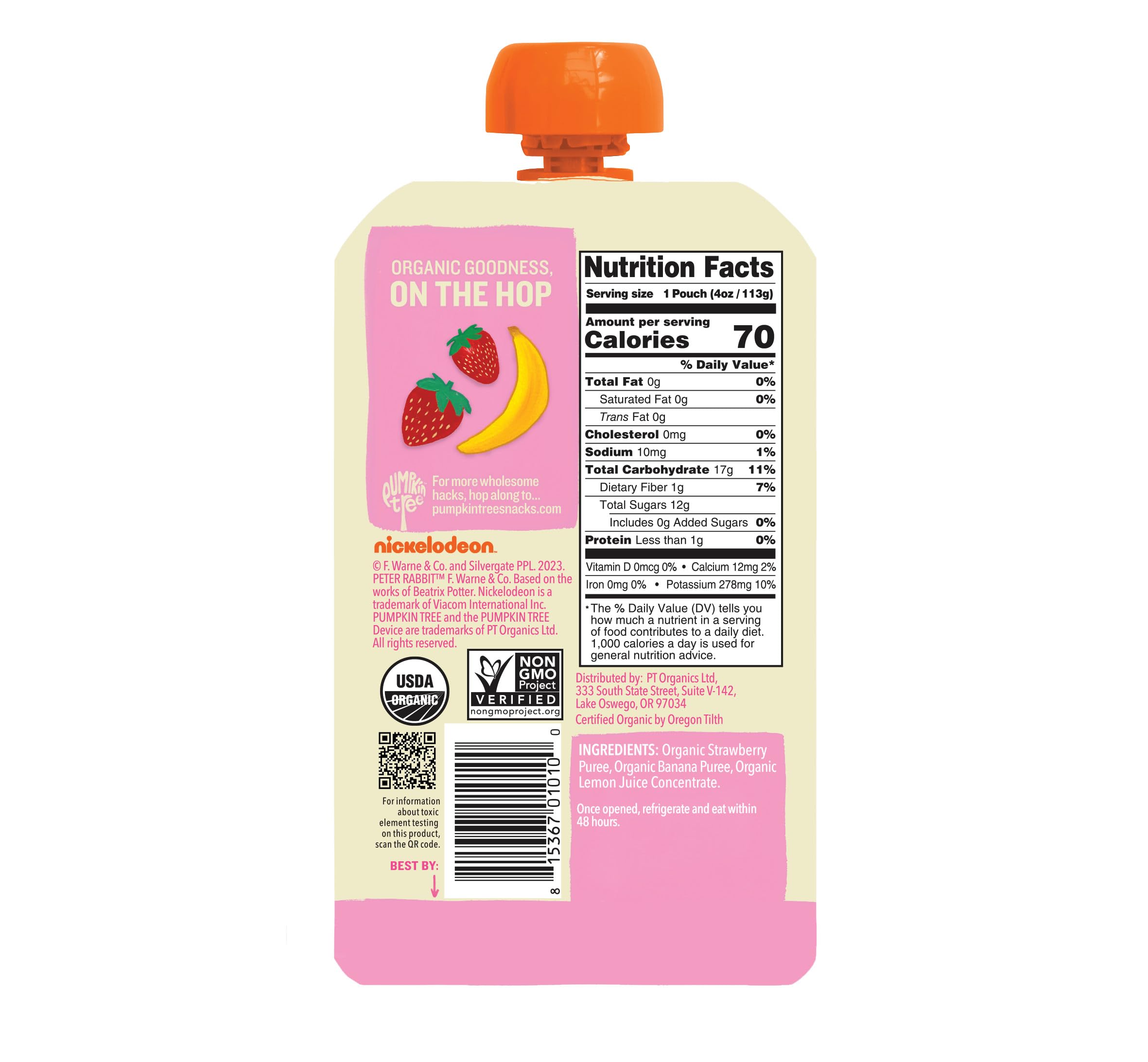 Pumpkin Tree Peter Rabbit Organics bolsa exprimible abierta para alimentación rápida