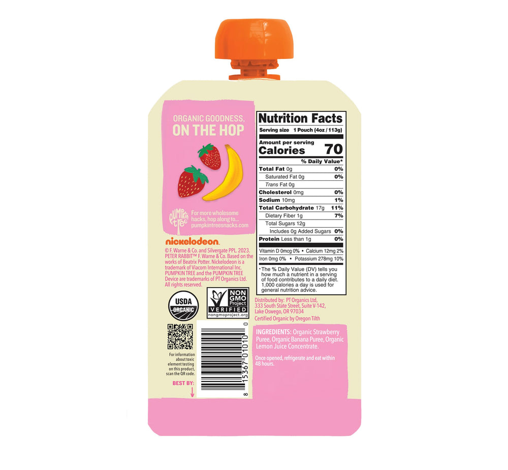 Pumpkin Tree Peter Rabbit Organics bolsa exprimible abierta para alimentación rápida