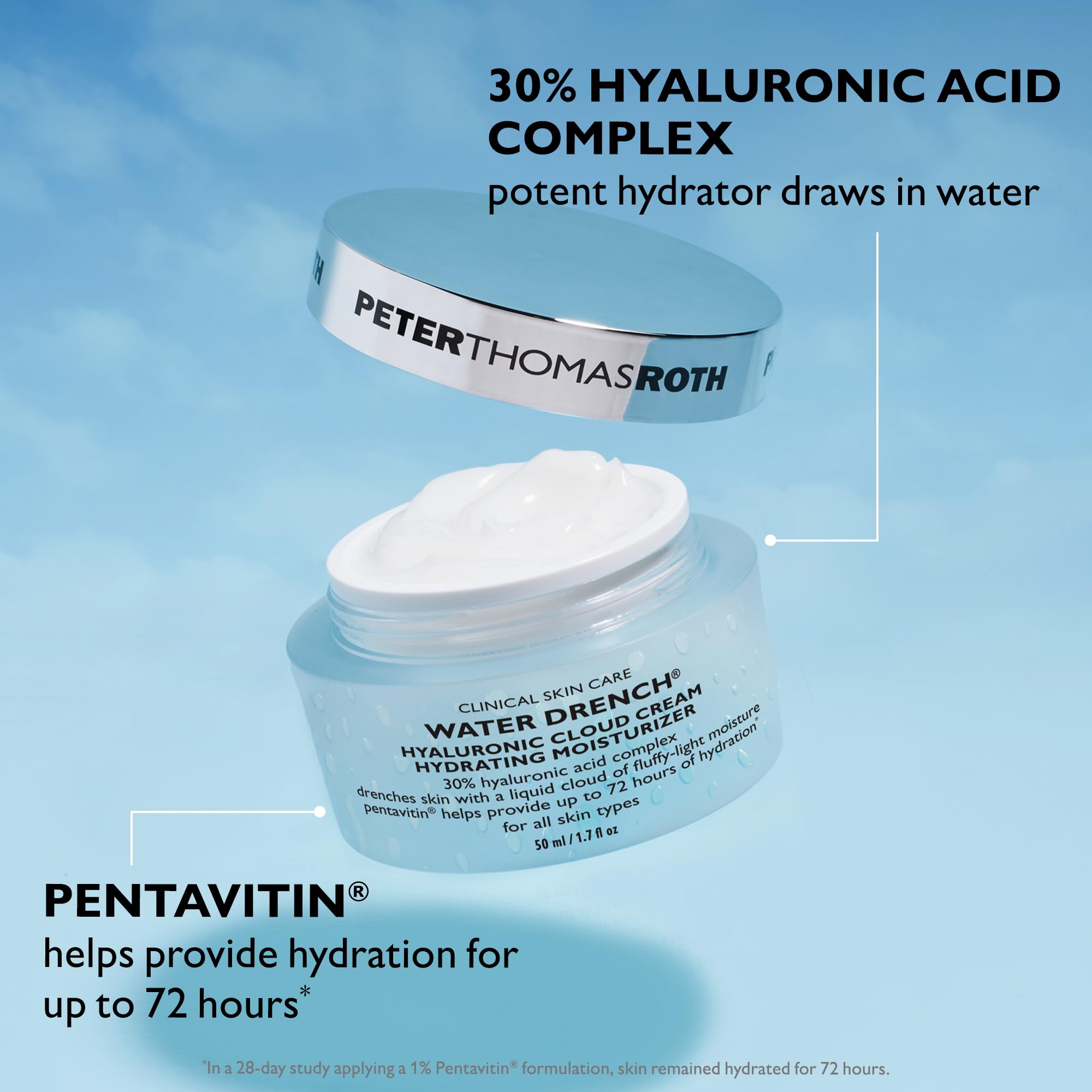 Peter Thomas Roth etiqueta de ingredientes destacando ácido hialurónico 30%