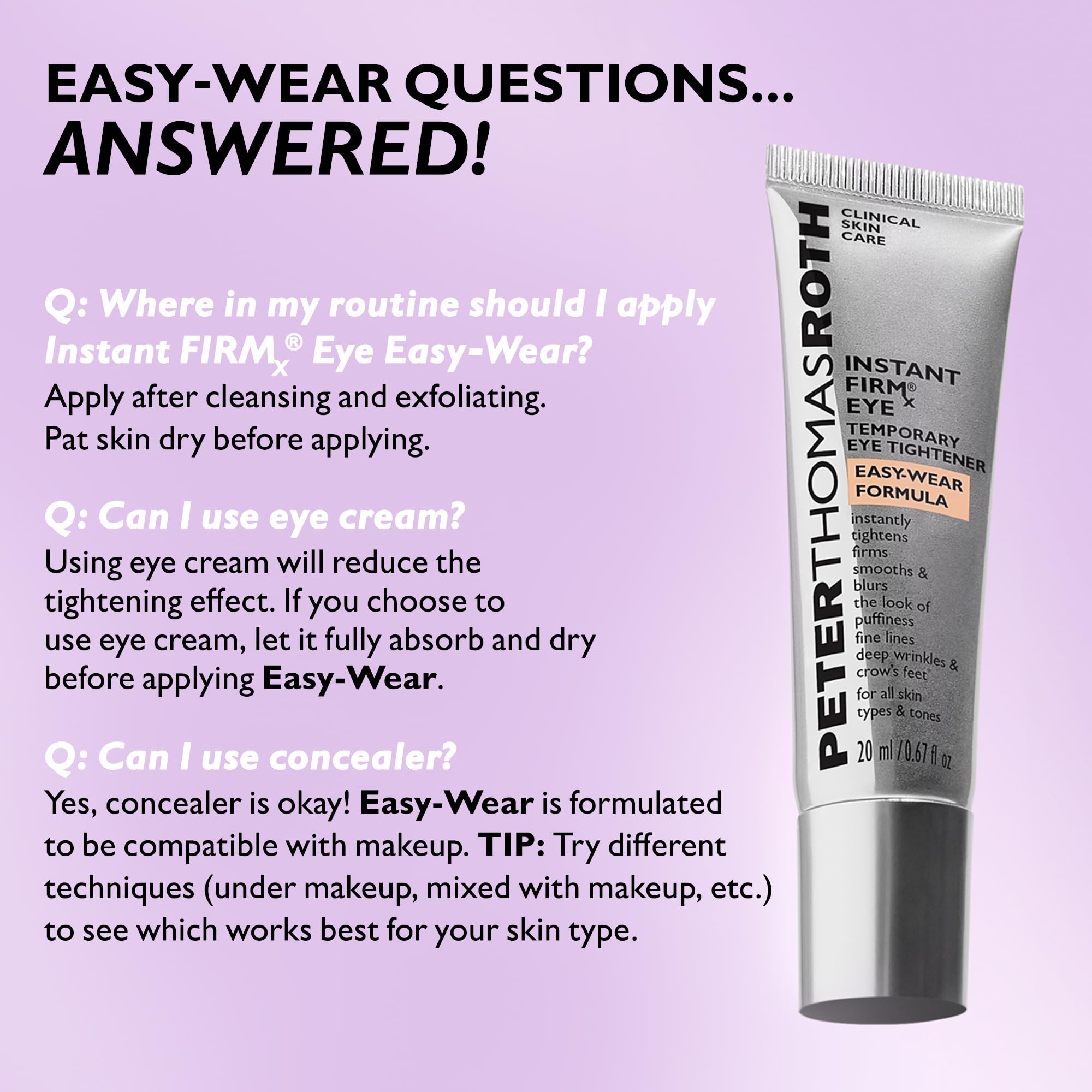 Peter Thomas Roth producto junto a manos para mostrar tamaño real