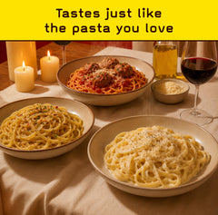 Plato de spaghetti Pete's Pasta preparado y saludable en presentación lista