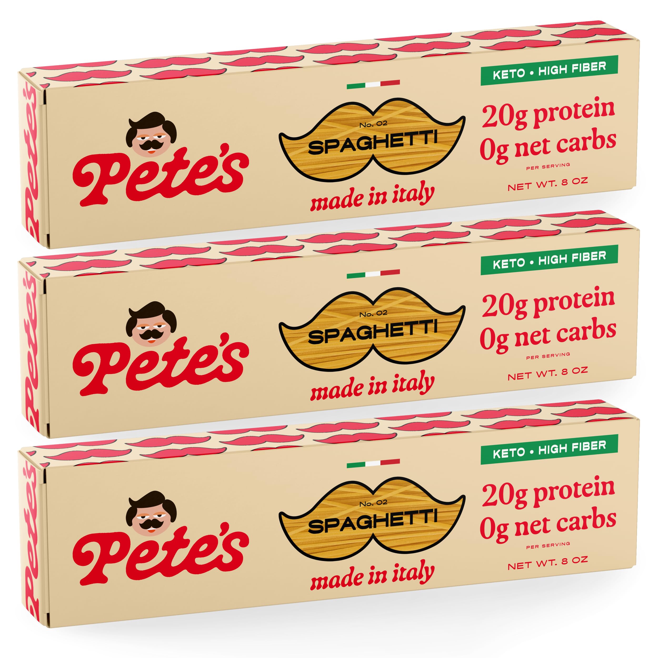 Pete's Pasta frente del paquete mostrando diseño y beneficios claros